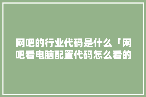 网吧的行业代码是什么「网吧看电脑配置代码怎么看的」 网吧的行业代码是什么「网吧看电脑配置代码怎么看的」 网络技术