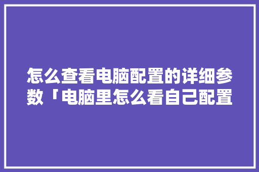 怎么查看电脑配置的详细参数「电脑里怎么看自己配置信息」 怎么查看电脑配置的详细参数「电脑里怎么看自己配置信息」 网络技术