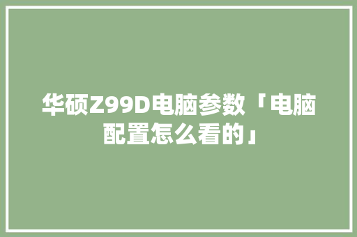 华硕Z99D电脑参数「电脑配置怎么看的」
