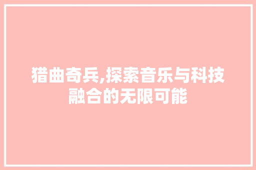 猎曲奇兵,探索音乐与科技融合的无限可能