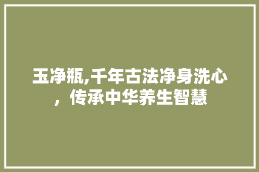 玉净瓶,千年古法净身洗心，传承中华养生智慧