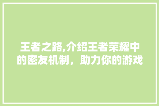王者之路,介绍王者荣耀中的密友机制，助力你的游戏生涯