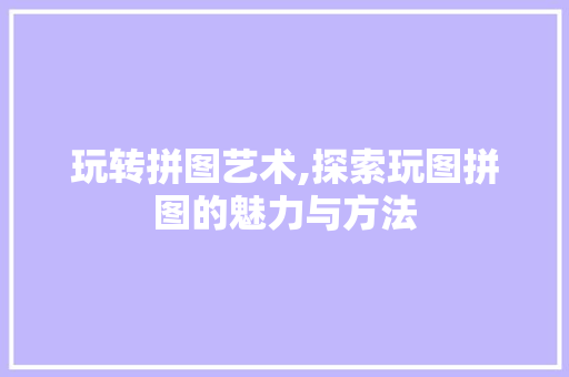 玩转拼图艺术,探索玩图拼图的魅力与方法