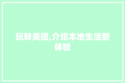 玩转美团,介绍本地生活新体验