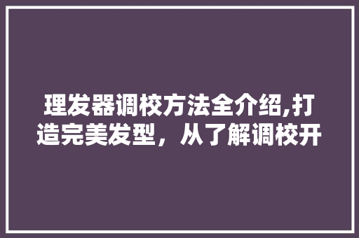 理发器调校方法全介绍,打造完美发型，从了解调校开始