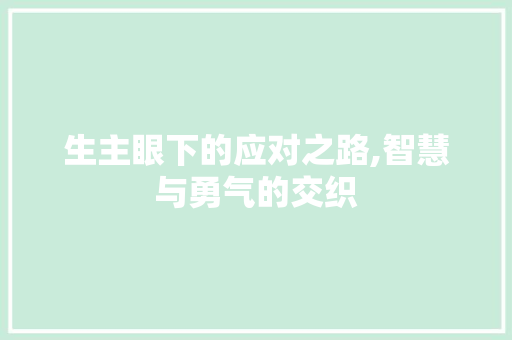 生主眼下的应对之路,智慧与勇气的交织
