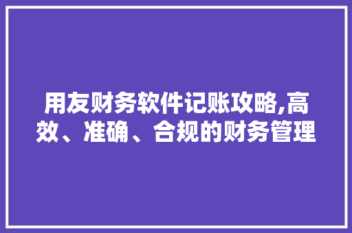 用友财务软件记账攻略,高效、准确、合规的财务管理之路
