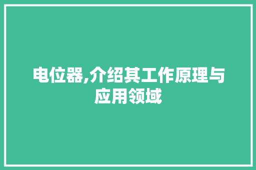 电位器,介绍其工作原理与应用领域