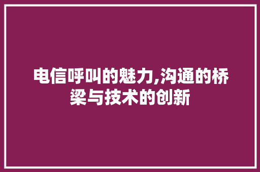 电信呼叫的魅力,沟通的桥梁与技术的创新