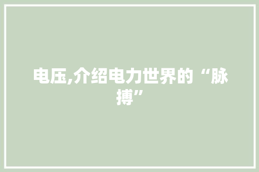 电压,介绍电力世界的“脉搏”