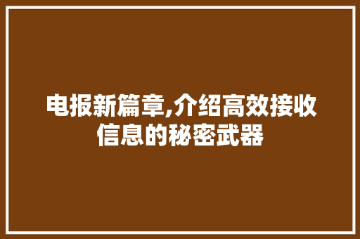 电报新篇章,介绍高效接收信息的秘密武器 编程语言