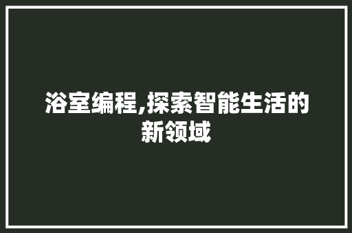 浴室编程,探索智能生活的新领域