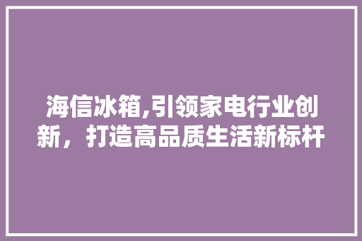 海信冰箱,引领家电行业创新，打造高品质生活新标杆