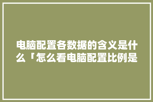 电脑配置各数据的含义是什么「怎么看电脑配置比例是多少」 电脑配置各数据的含义是什么「怎么看电脑配置比例是多少」 网络技术