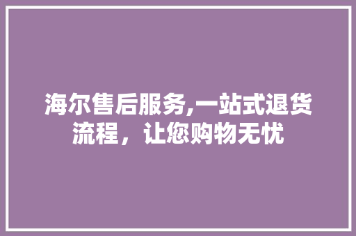 海尔售后服务,一站式退货流程，让您购物无忧