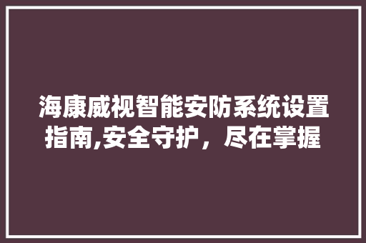 海康威视智能安防系统设置指南,安全守护，尽在掌握