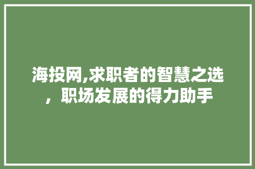 海投网,求职者的智慧之选，职场发展的得力助手