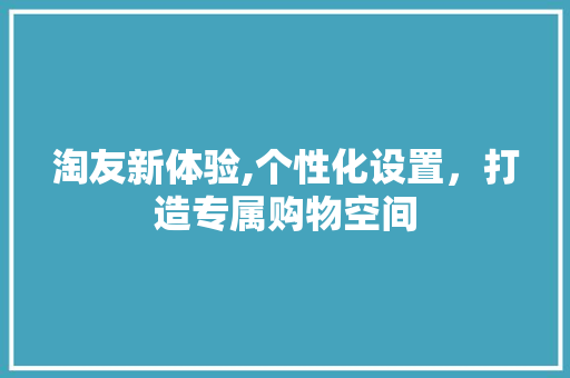 淘友新体验,个性化设置，打造专属购物空间 电脑配置
