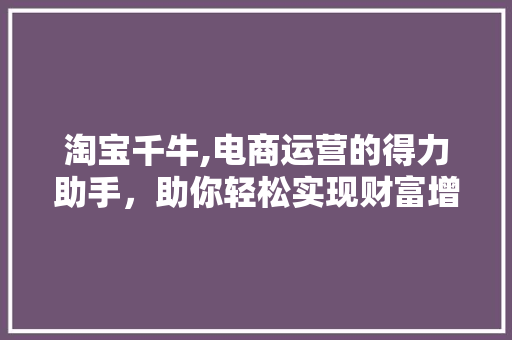 淘宝千牛,电商运营的得力助手，助你轻松实现财富增长 编程语言