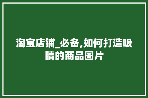 淘宝店铺_必备,如何打造吸睛的商品图片 电脑故障维修