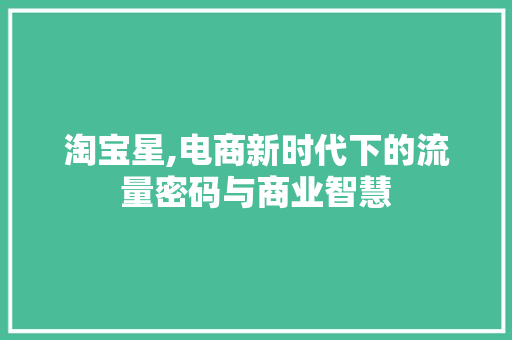 淘宝星,电商新时代下的流量密码与商业智慧