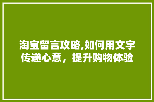 淘宝留言攻略,如何用文字传递心意，提升购物体验