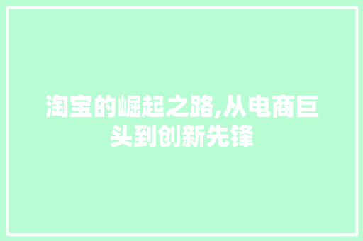 淘宝的崛起之路,从电商巨头到创新先锋