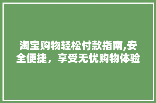 淘宝购物轻松付款指南,安全便捷，享受无忧购物体验