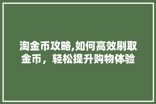 淘金币攻略,如何高效刷取金币，轻松提升购物体验 电脑配置
