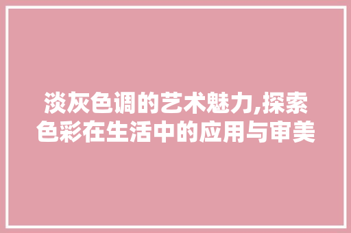 淡灰色调的艺术魅力,探索色彩在生活中的应用与审美价值 电脑故障维修
