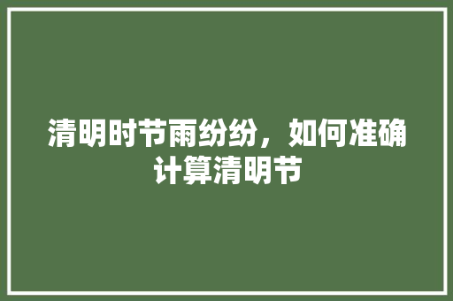 清明时节雨纷纷，如何准确计算清明节 电脑配置