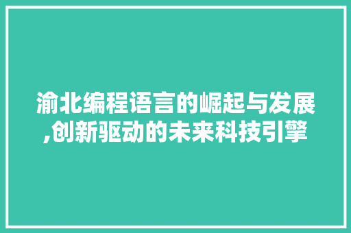 渝北编程语言的崛起与发展,创新驱动的未来科技引擎 编程语言