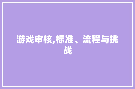 游戏审核,标准、流程与挑战 电脑基础
