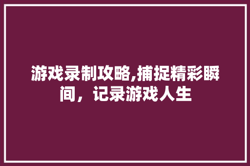 游戏录制攻略,捕捉精彩瞬间，记录游戏人生 操作系统