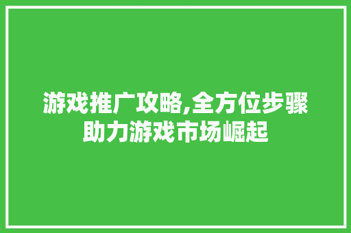 游戏推广攻略,全方位步骤助力游戏市场崛起 电脑配置