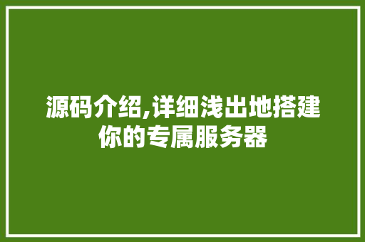 源码介绍,详细浅出地搭建你的专属服务器 编程语言