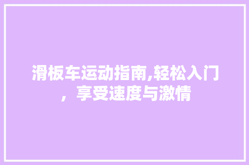 滑板车运动指南,轻松入门，享受速度与激情 电脑配置