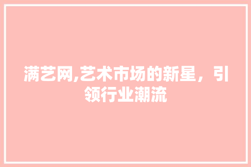 满艺网,艺术市场的新星，引领行业潮流 电脑配置