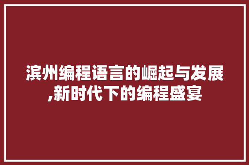 滨州编程语言的崛起与发展,新时代下的编程盛宴 操作系统 滨州编程语言的崛起与发展,新时代下的编程盛宴 操作系统