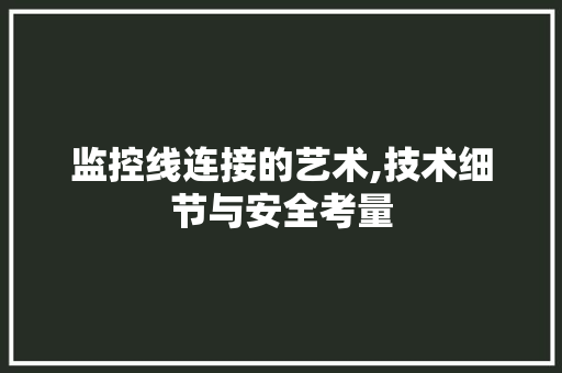 监控线连接的艺术,技术细节与安全考量