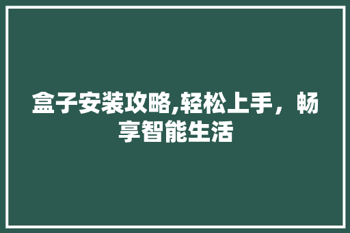 盒子安装攻略,轻松上手，畅享智能生活