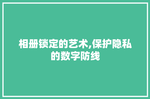 相册锁定的艺术,保护隐私的数字防线