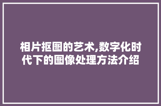 相片抠图的艺术,数字化时代下的图像处理方法介绍