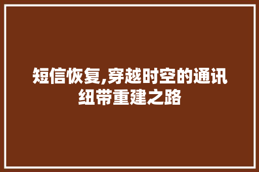 短信恢复,穿越时空的通讯纽带重建之路
