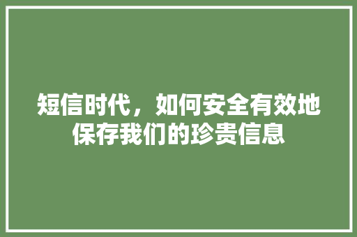短信时代，如何安全有效地保存我们的珍贵信息 电脑基础