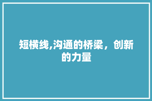 短横线,沟通的桥梁，创新的力量