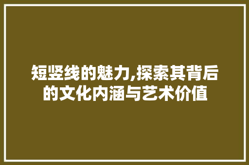 短竖线的魅力,探索其背后的文化内涵与艺术价值