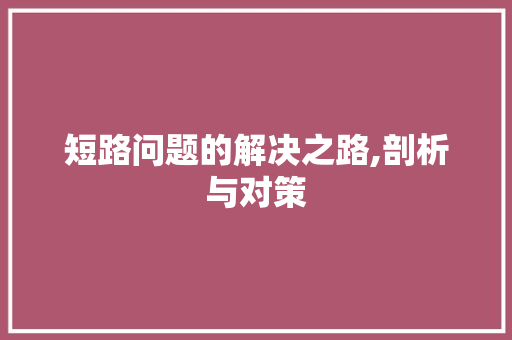 短路问题的解决之路,剖析与对策