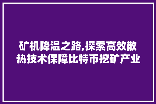 矿机降温之路,探索高效散热技术保障比特币挖矿产业 矿机降温之路,探索高效散热技术保障比特币挖矿产业