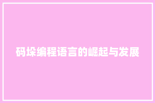 码垛编程语言的崛起与发展
